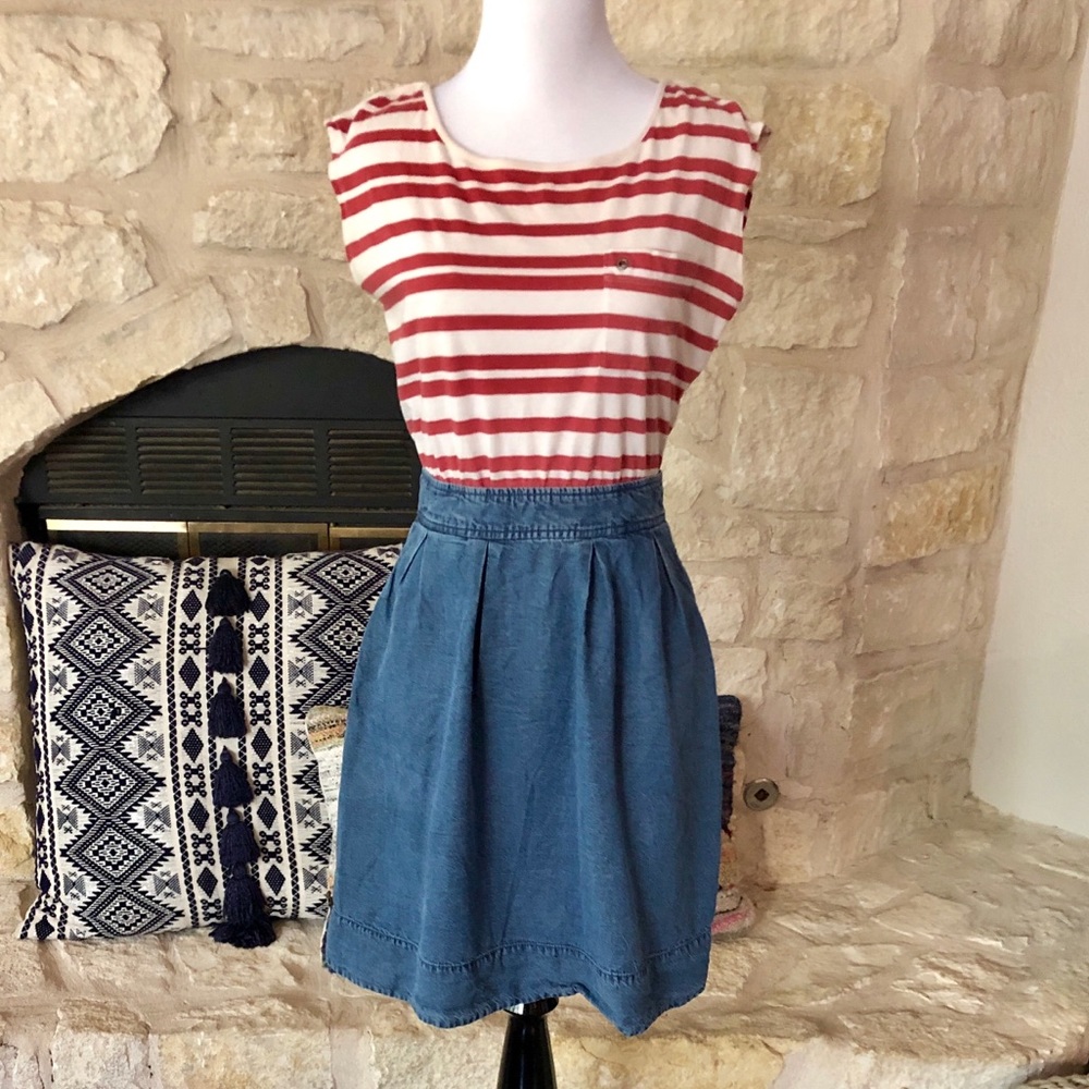 Denim and stripe Odille dress with pockets!!!